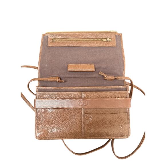 Fossil Brown Leather Crossbody Wallet Purse Pebbled Made In Brazil - Picture 5 of 9